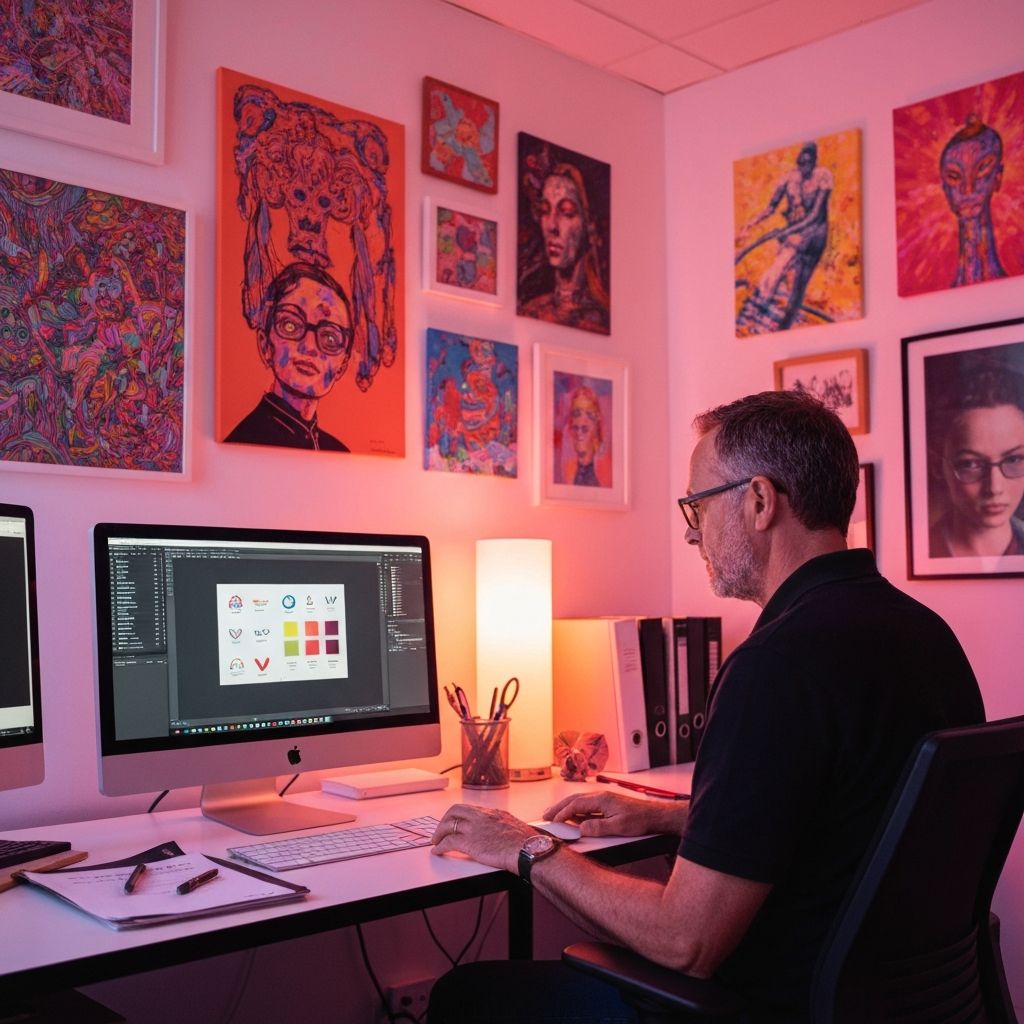 Creative graphic design studio workspace