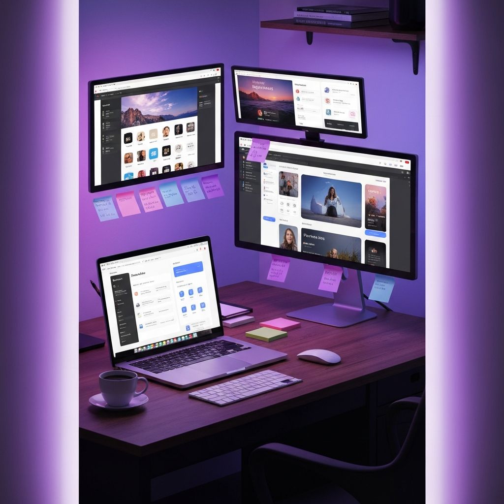 UI/UX Design workspace with multiple screens